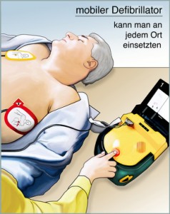 maennlicher Oberkoerper/Herz. Defibrillator-Elektrode